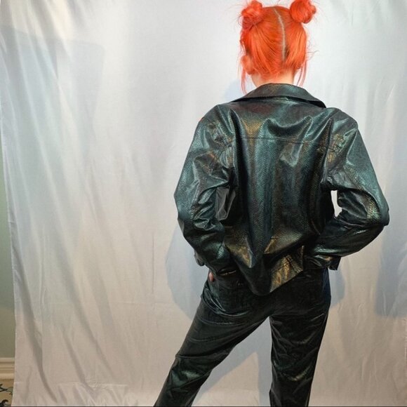 Guess Faux Snakeskin Jacket Vintage 90's Medium - Picture 4 of 14